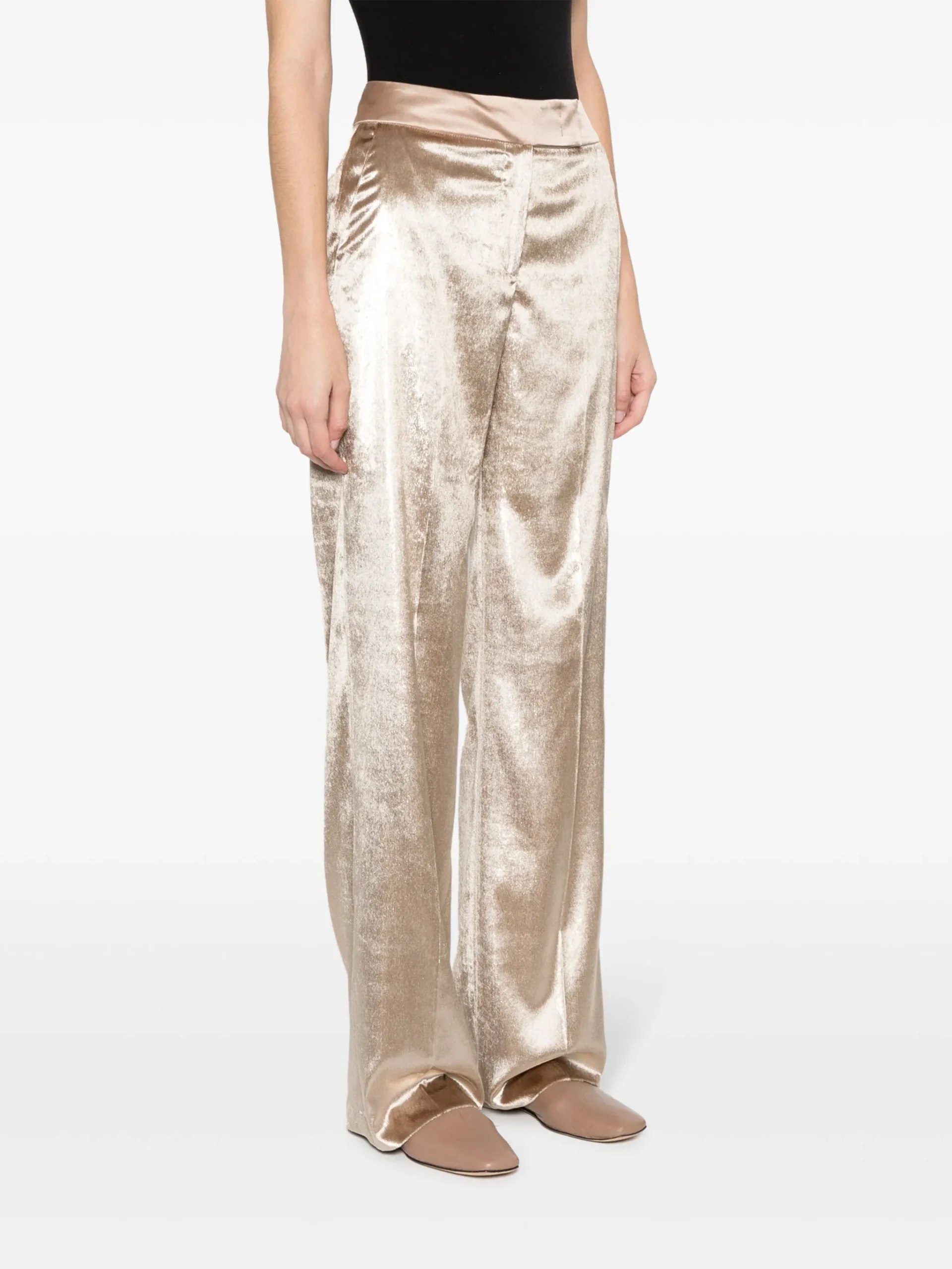 Pantaloni oro in velluto Peserico donna