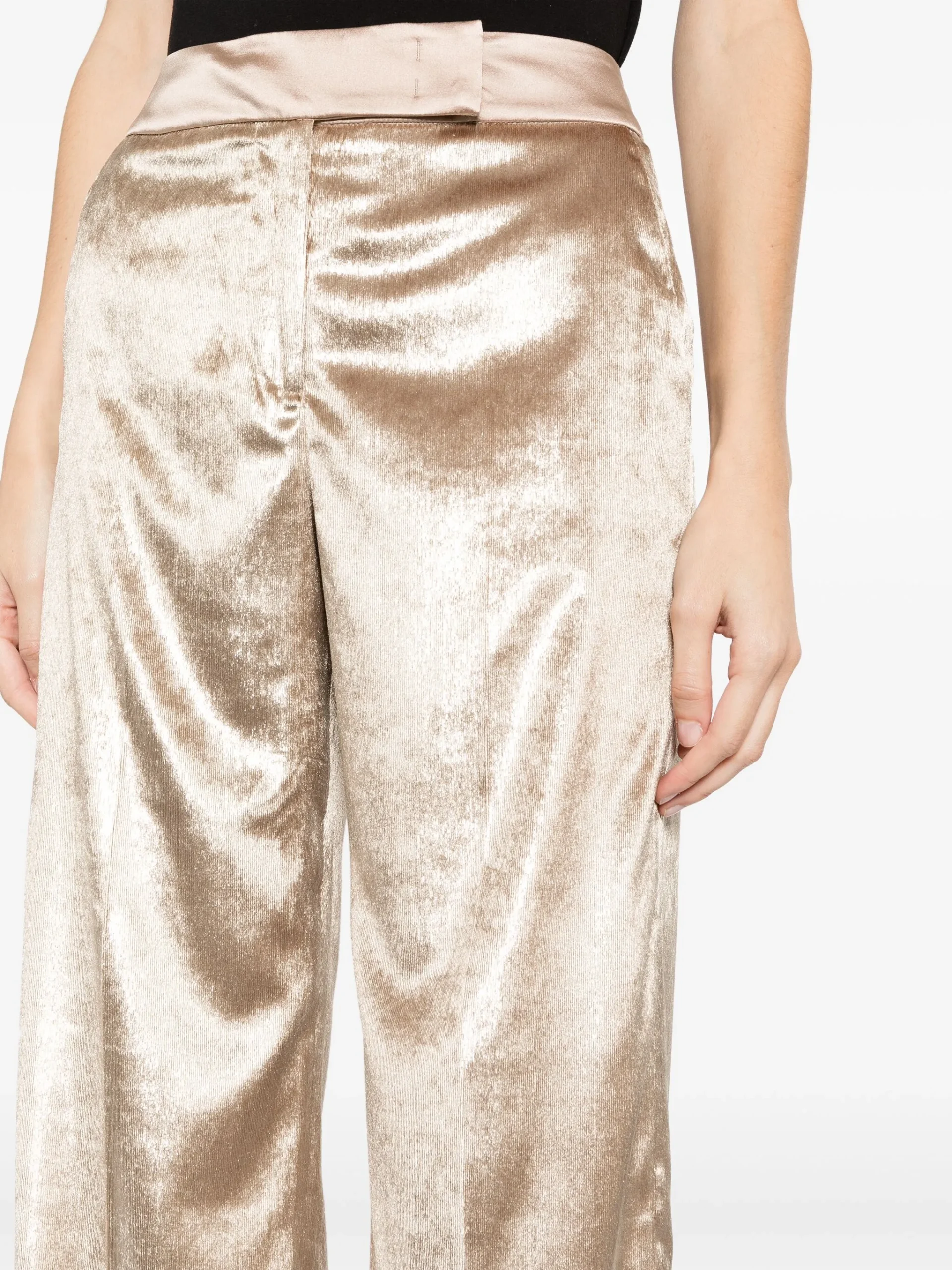 Pantaloni oro in velluto Peserico donna