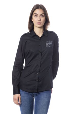 Camicia in cotone stretch nera Francesca E. Versace donna