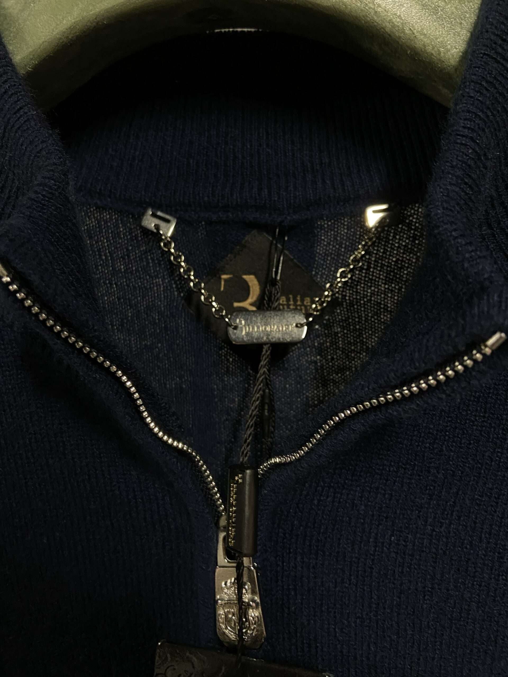 Maglione nero full-zip in cashmere Billionaire uomo