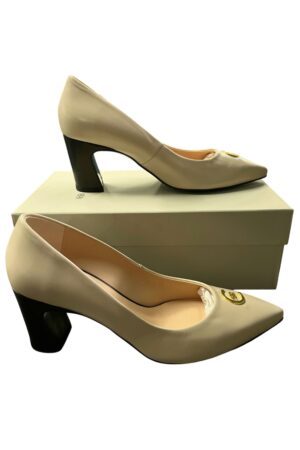 Decollete in pelle con tacco largo beige Cerruti donna