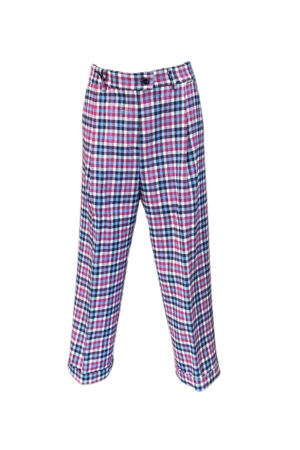 Pantalone Crop a quadri fucsia e azzurro Baldinini donna