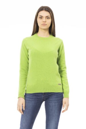 Maglia girocollo in lana verde acido Baldinini donna