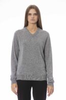 Maglia scollo a V grigia misto cashmere grigio Baldinini donna