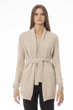 Cardigan con maniche sfrangiate avena Baldinini donna