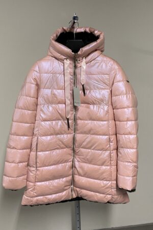 Piumino lungo rosa lucido con cappuccio Trussardi donna
