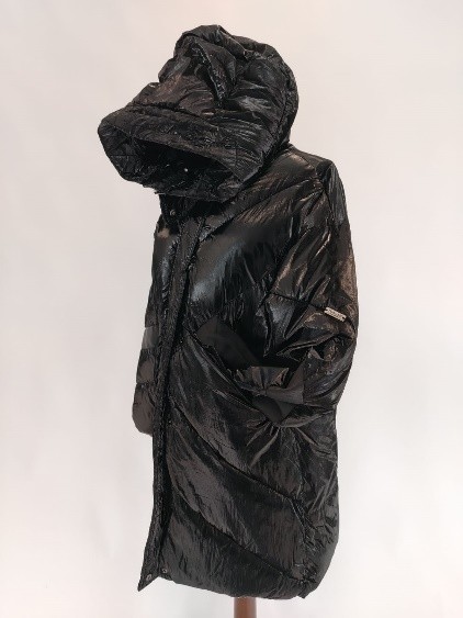 Piumino lungo nero lucido con cappuccio Trussardi donna