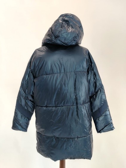 Piumino lungo blu lucido con cappuccio Trussardi donna