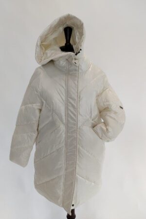 Piumino lungo bianco lucido con cappuccio Trussardi donna