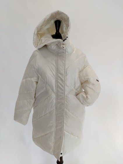 Piumino lungo bianco lucido con cappuccio Trussardi donna
