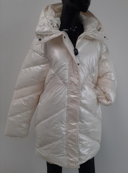 Piumino lungo bianco lucido con cappuccio Trussardi donna