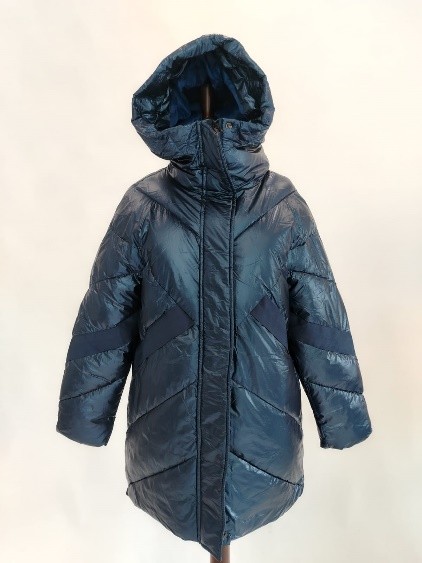 Piumino lungo blu lucido con cappuccio Trussardi donna