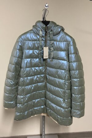 Piumino lungo azzurro lucido reversibile con cappuccio Trussardi donna