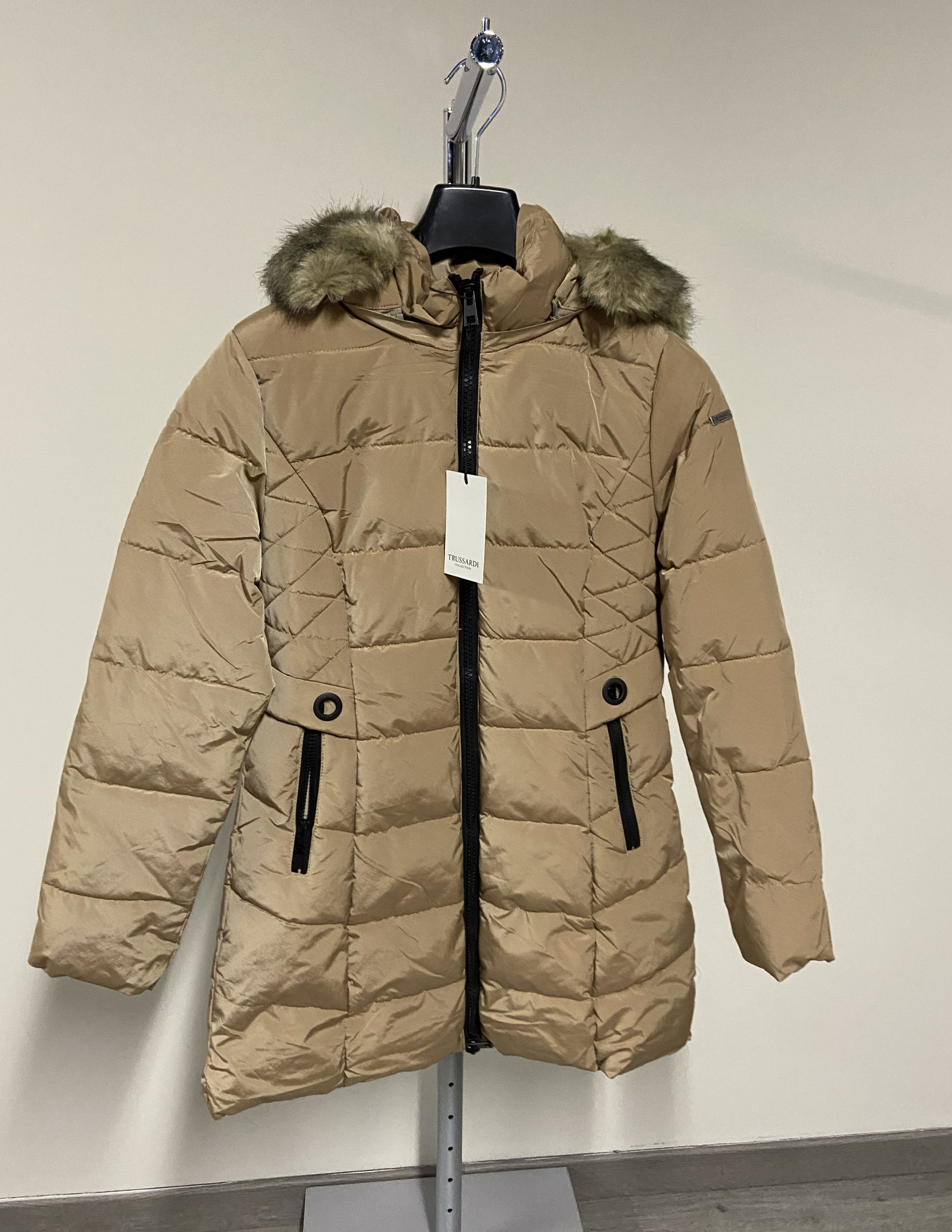 Piumino lungo beige opaco Trussardi donna