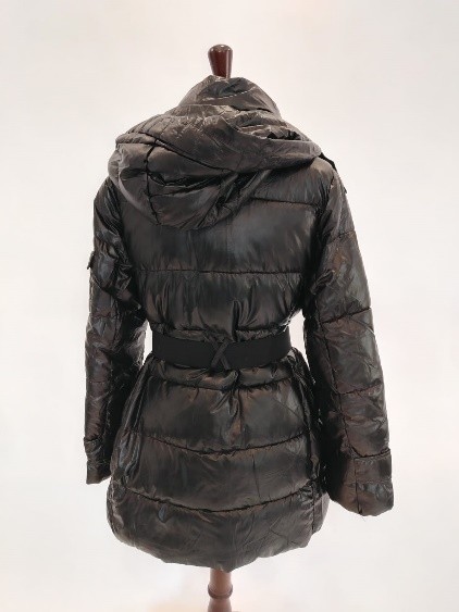 Piumino lungo nero lucido con cintura Trussardi donna