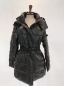 Piumino lungo nero lucido con cintura Trussardi donna