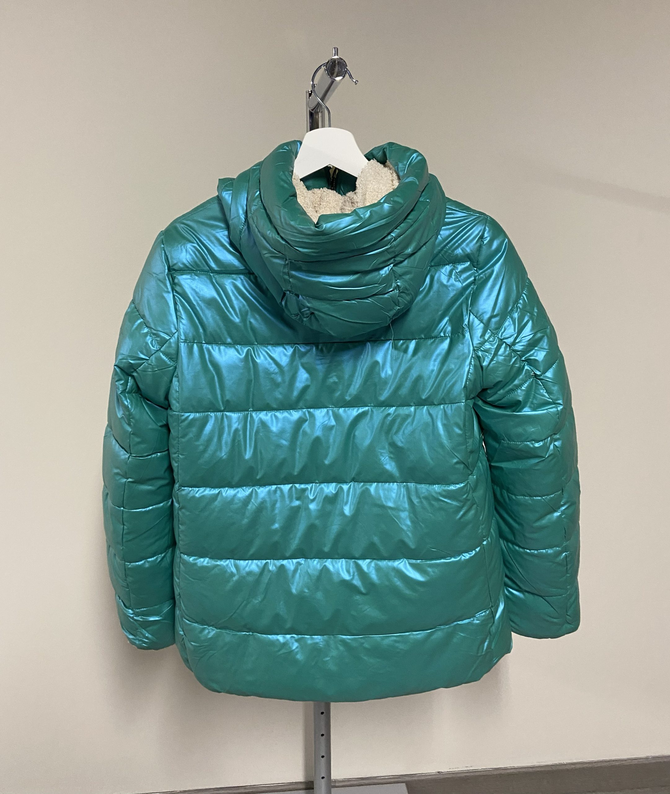 Piumino corto verde acqua lucido Trussardi donna