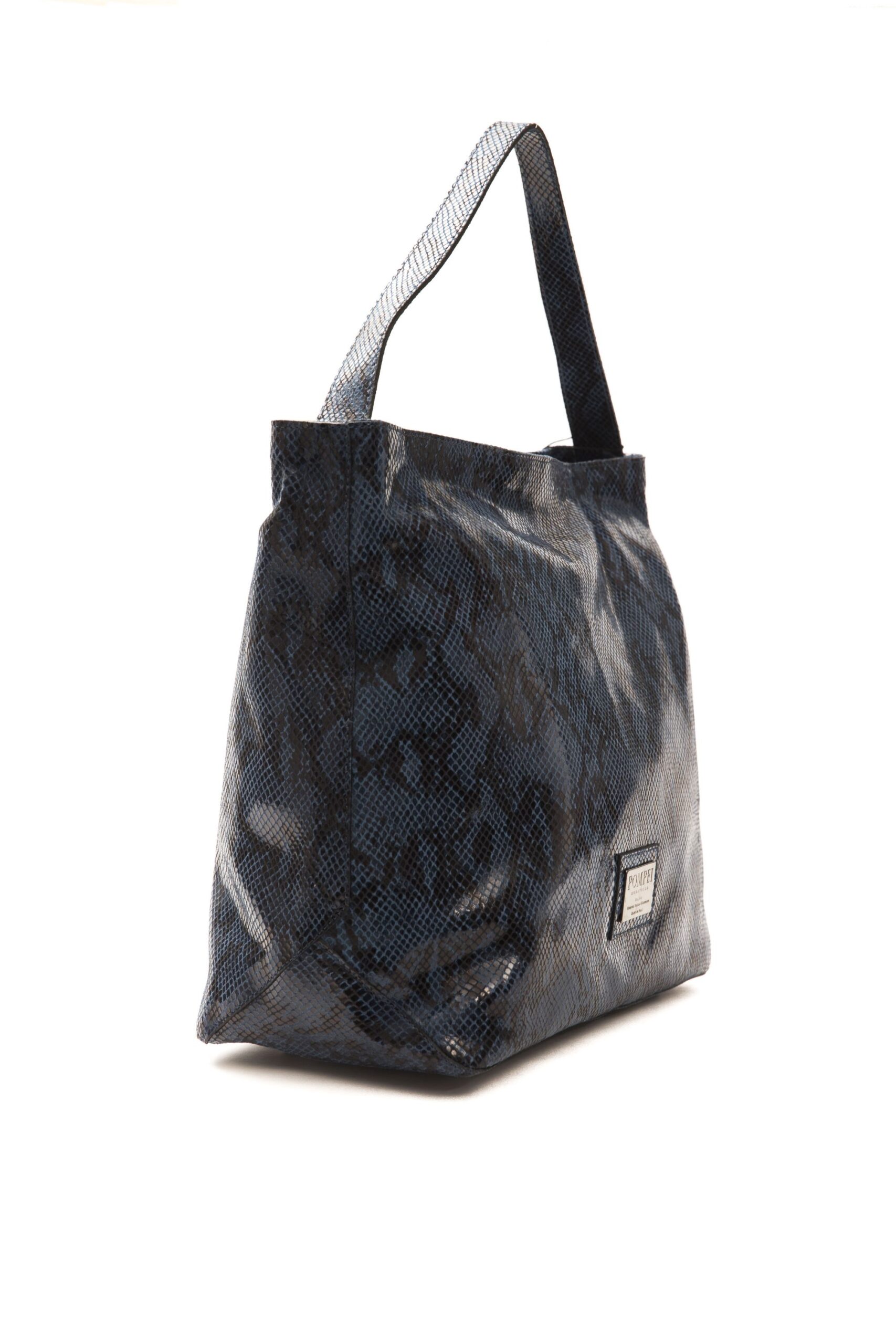 Borsa a spalla pitonata blu Pompei donna