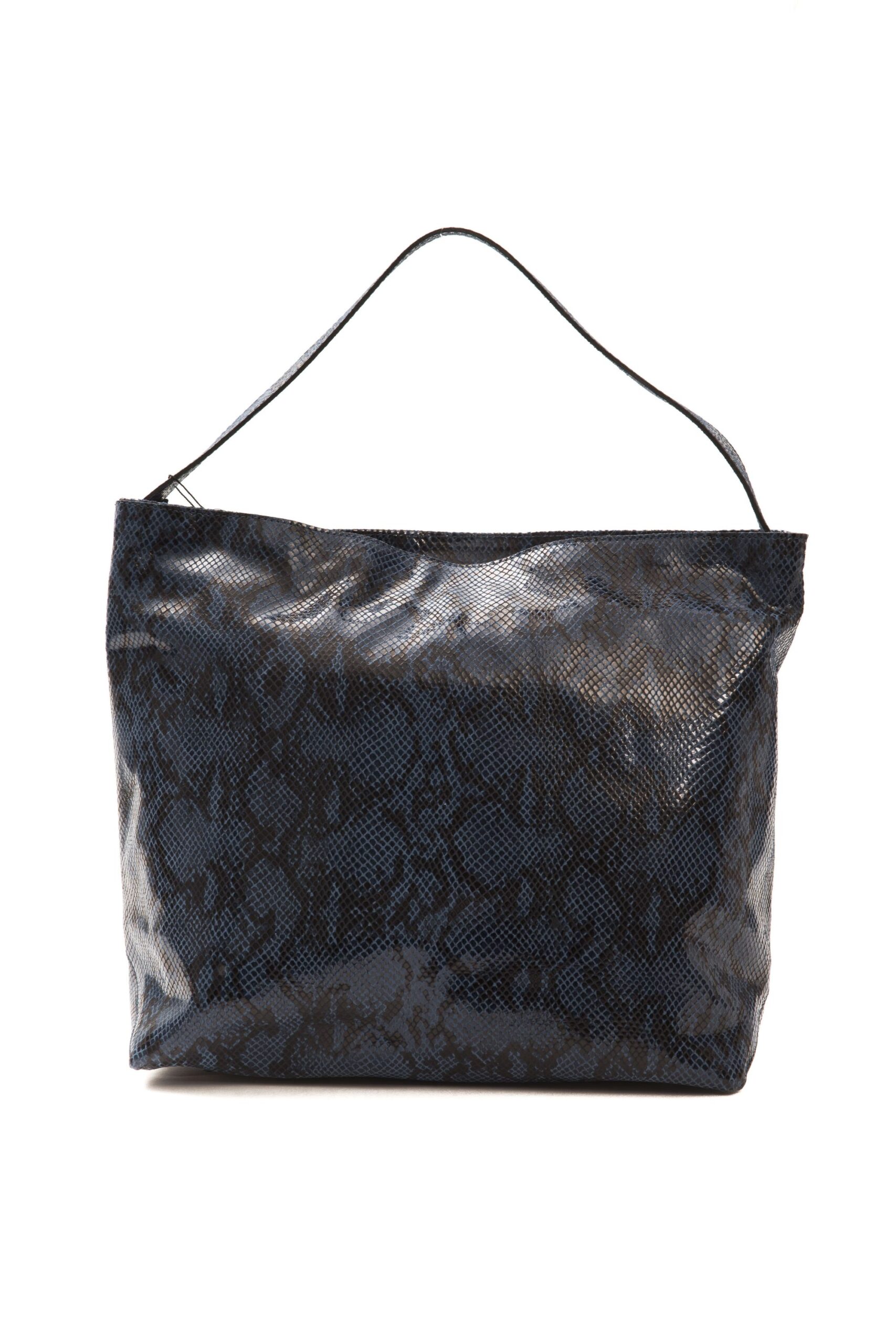 Borsa a spalla pitonata blu Pompei donna