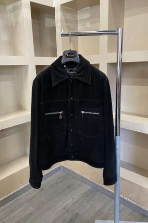 Giacchetta in pelle nero Billionaire uomo