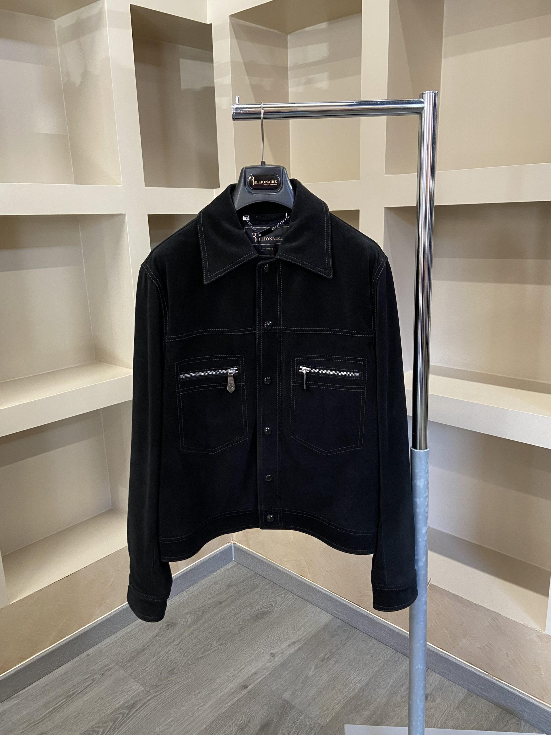 Giacchetta in pelle nero Billionaire uomo
