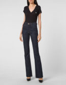 Jeans vita alta flare/slim fit Philipp Plein donna blu