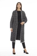 Cardigan lungo bicolore nero a quadri Alpha Studio donna