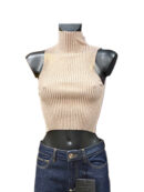 Top crop a collo alto marrone Peserico donna