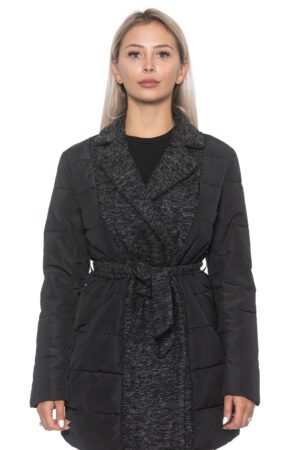Piumino nero con cintura Sandro Ferrone donna