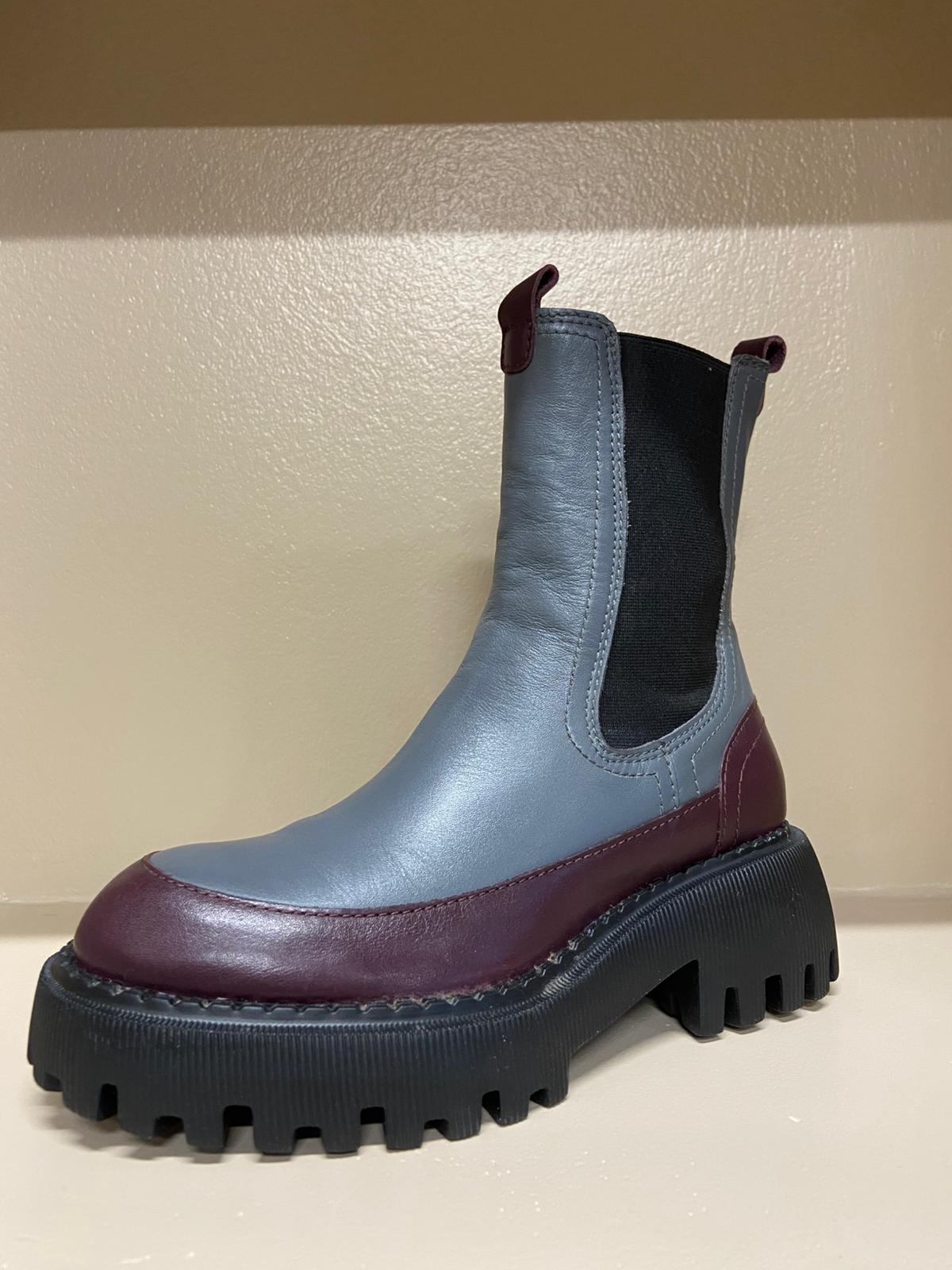 Stivaletto Chelsea brogue grigio e bordeaux Cerutti donna