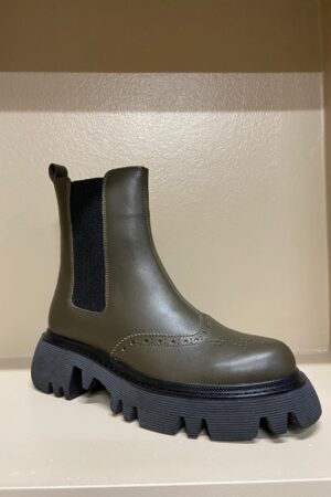 Stivaletto Chelsea brogue Verde militare Cerutti donna