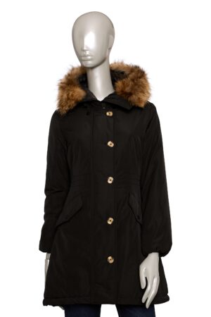 Parka invernale nero con cappuccio Baldinini donna