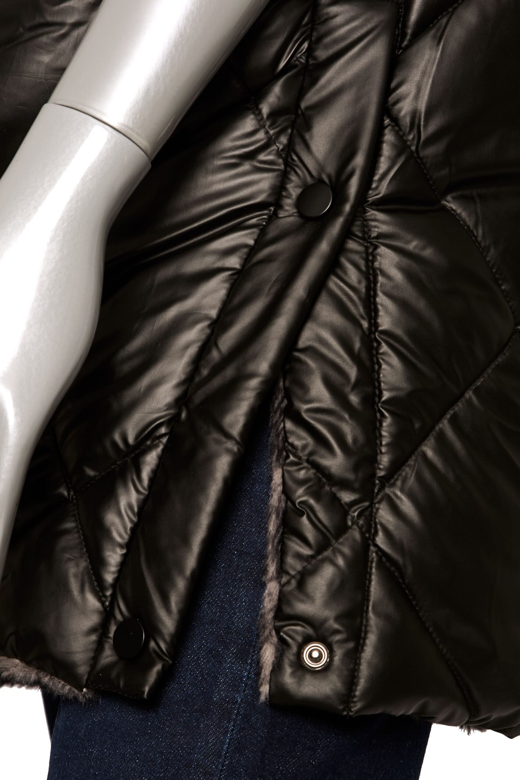 Gilet lungo reversibile Nylon trapuntato rombi Nero donna
