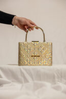 Borsetta rigida oro iridescente Love Moschino