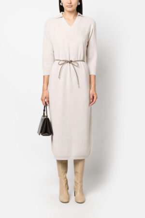 Abito longuette in maglia Peserico donna crema