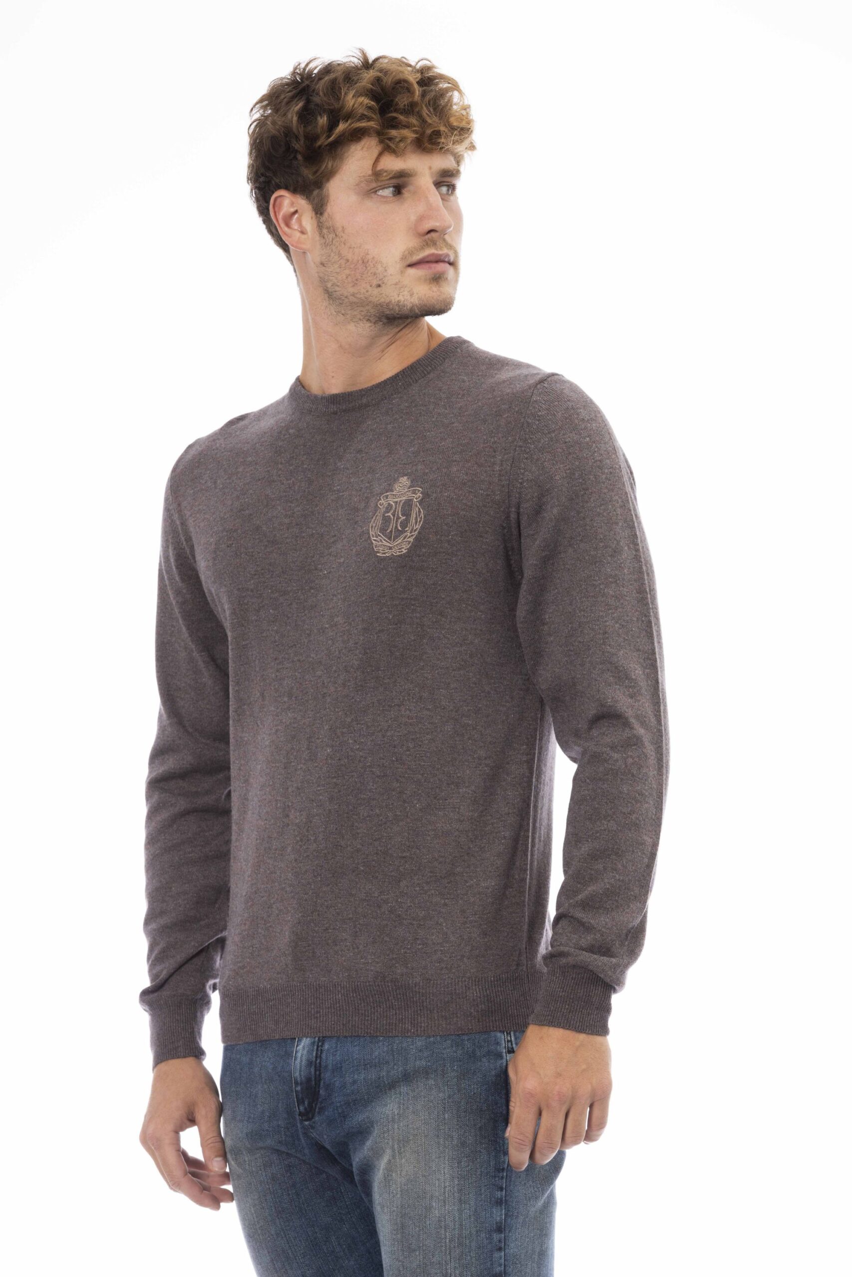 Maglia girocollo con logo grigio scuro Billionaire uomo