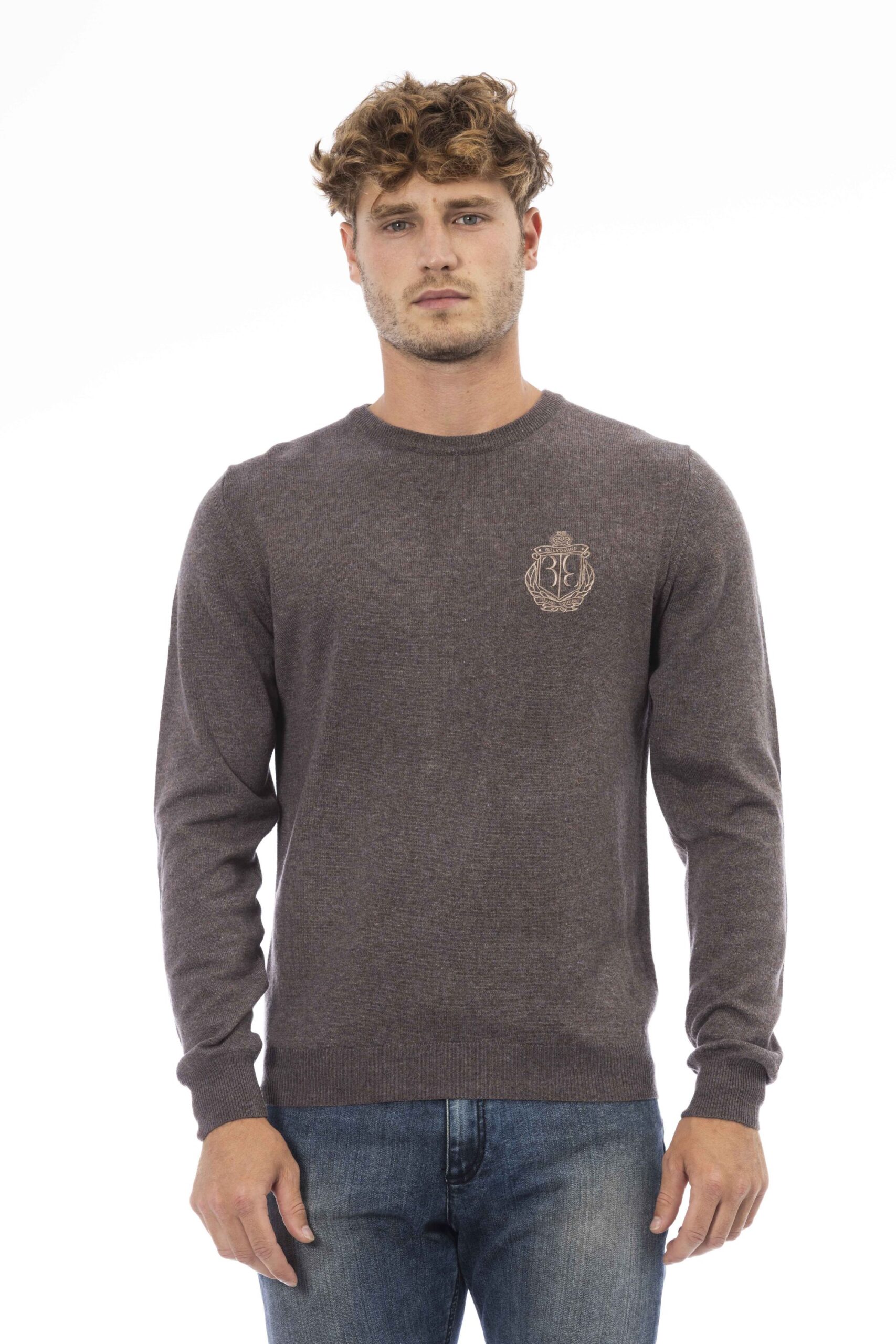 Maglia girocollo con logo grigio scuro Billionaire uomo