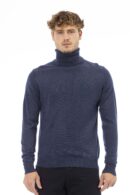 Dolcevita in misto lana e cashmere slim fit blu Billionaire uomo