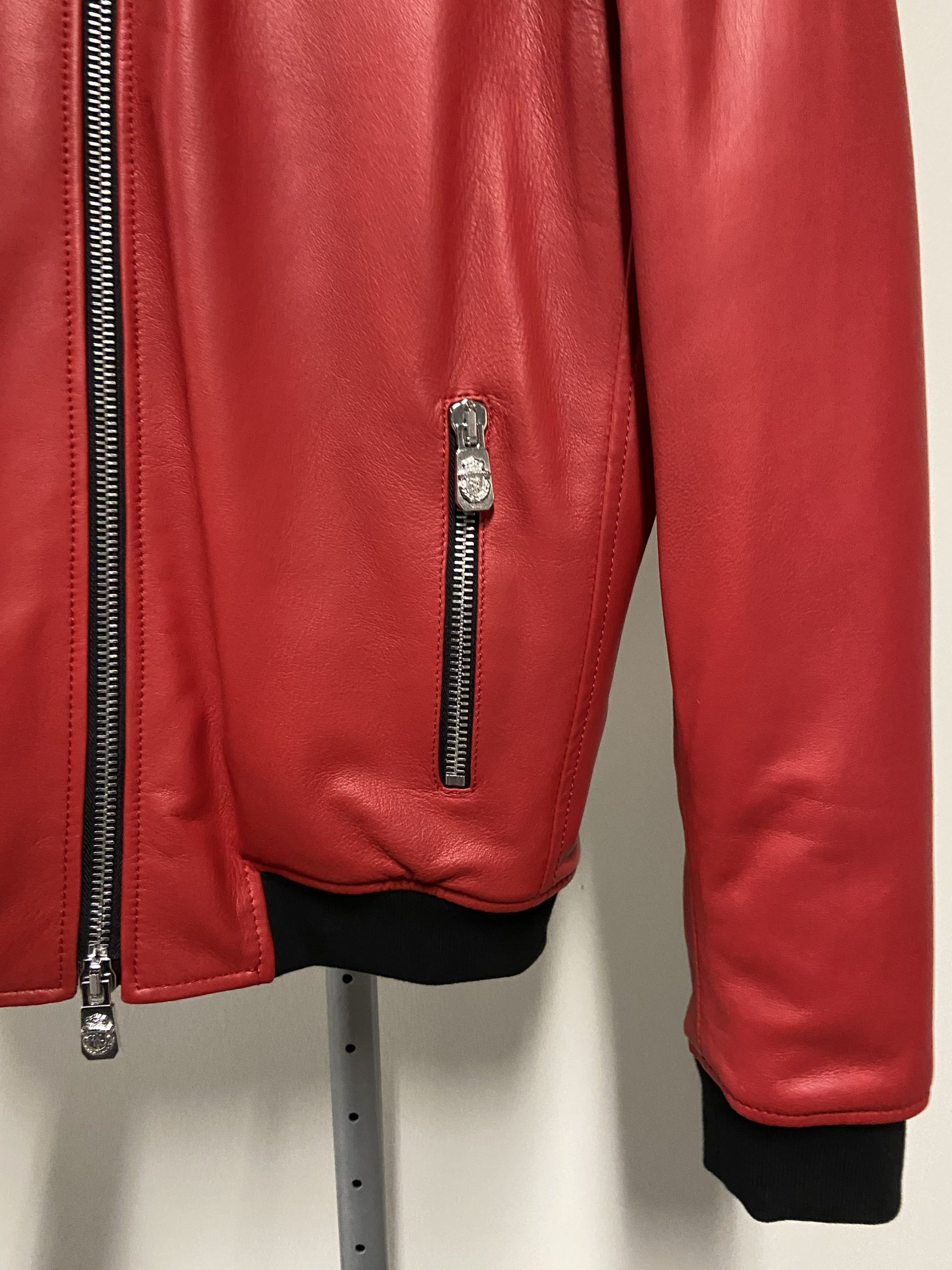 Giubbotto bomber in pelle rosso Billionaire uomo