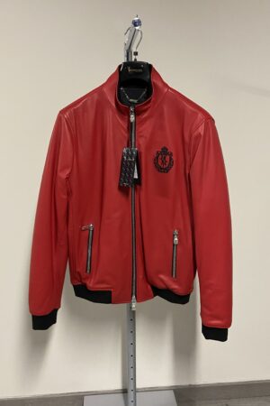 Giubbotto bomber in pelle rosso Billionaire uomo