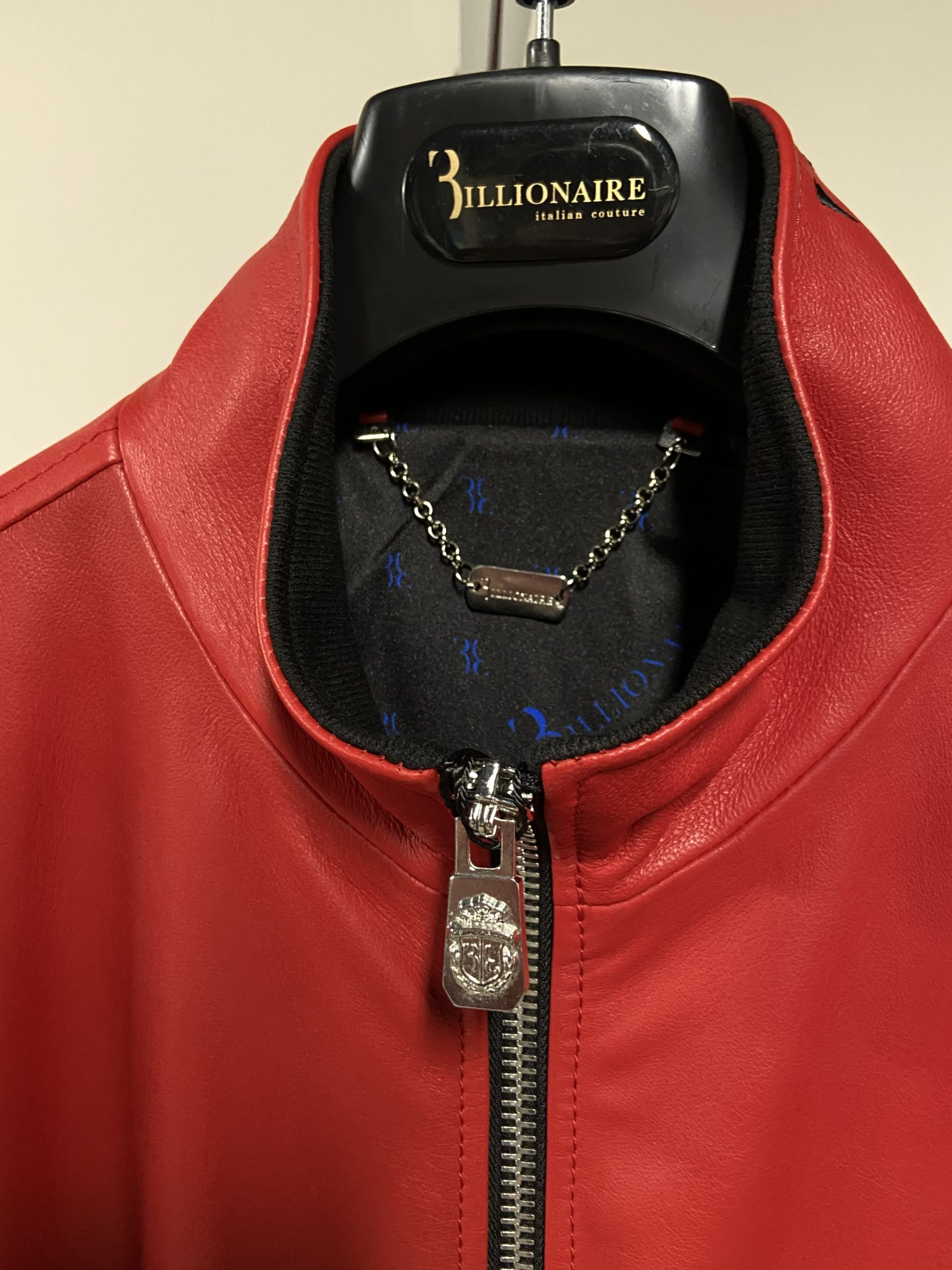 Giubbotto bomber in pelle rosso Billionaire uomo