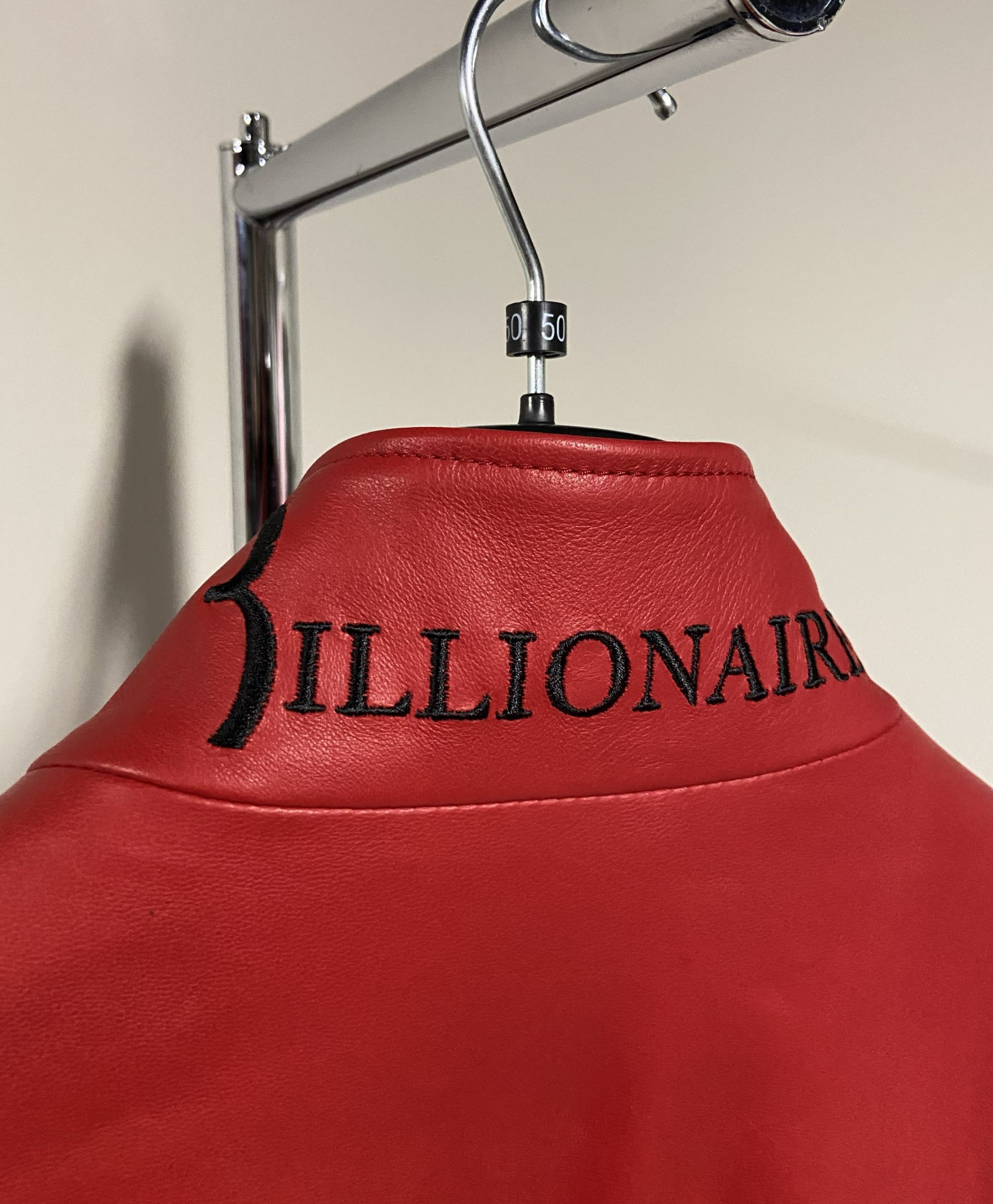 Giubbotto bomber in pelle rosso Billionaire uomo