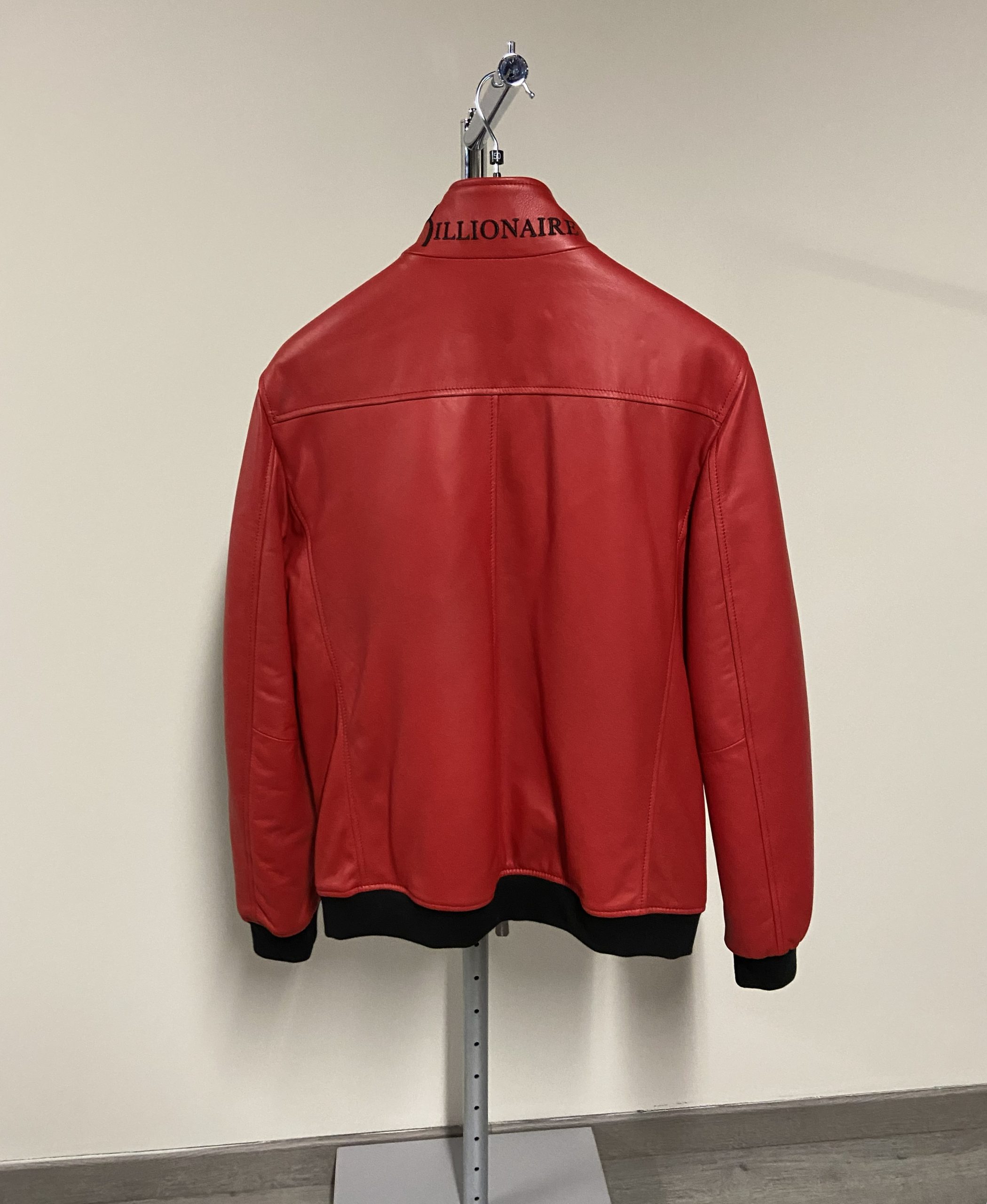 Giubbotto bomber in pelle rosso Billionaire uomo
