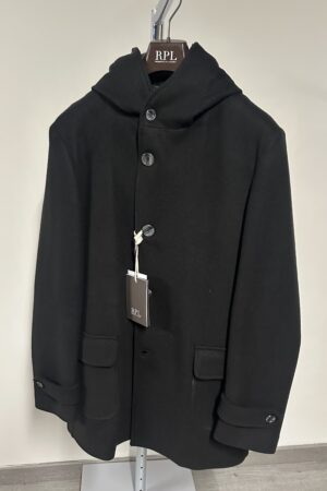 Cappotto con cappuccio nero Roberto Pepe uomo