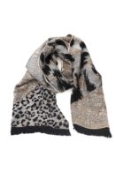 Sciarpa con logo e fantasia animalier beige Cavalli Class