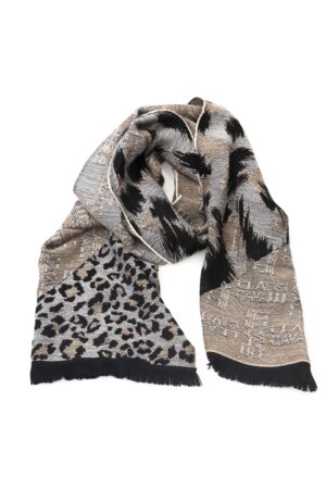 Sciarpa con logo e fantasia animalier beige Cavalli Class
