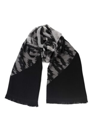 Sciarpa con logo e fantasia animalier nera Cavalli Class