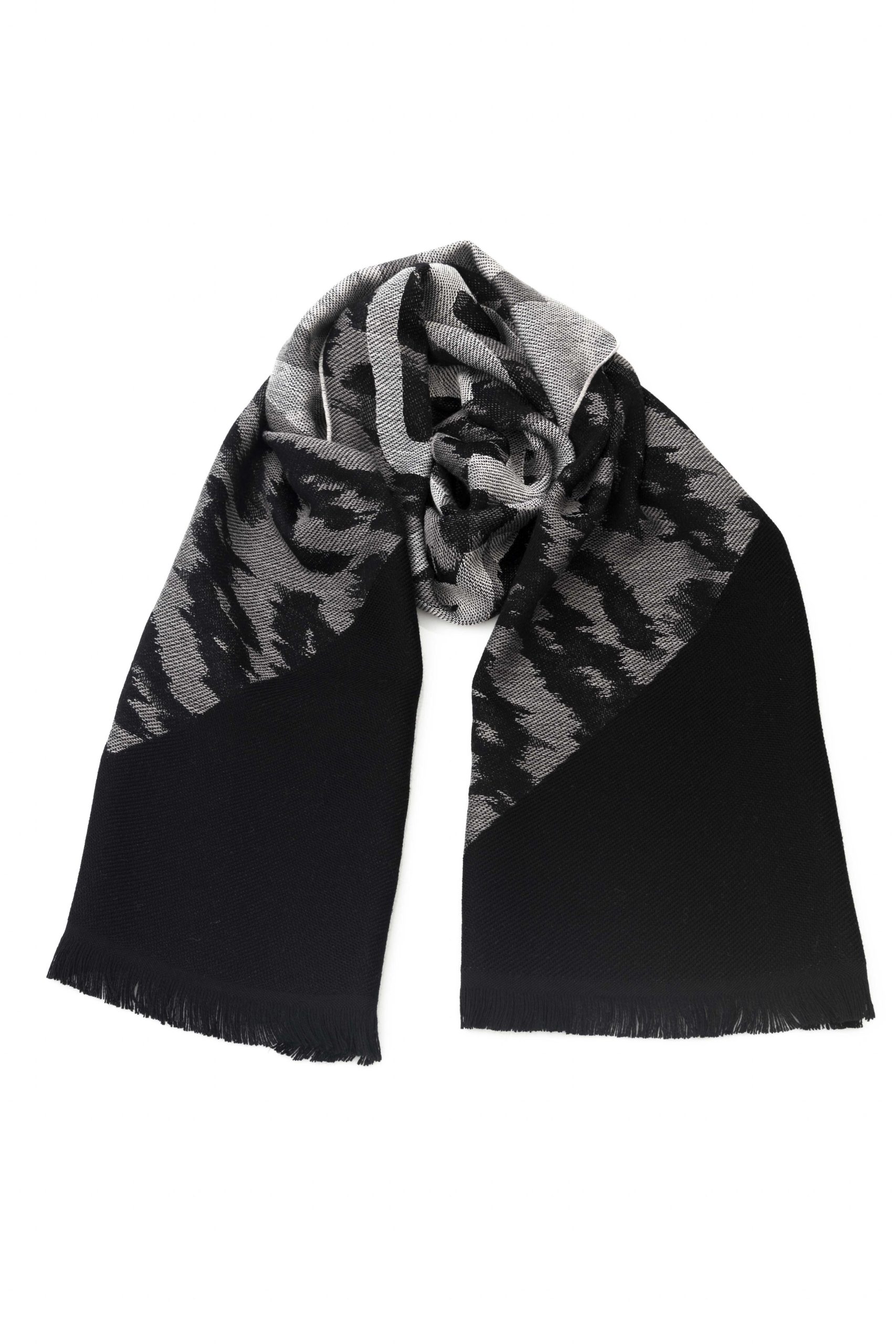 Sciarpa con logo e fantasia animalier nera Cavalli Class