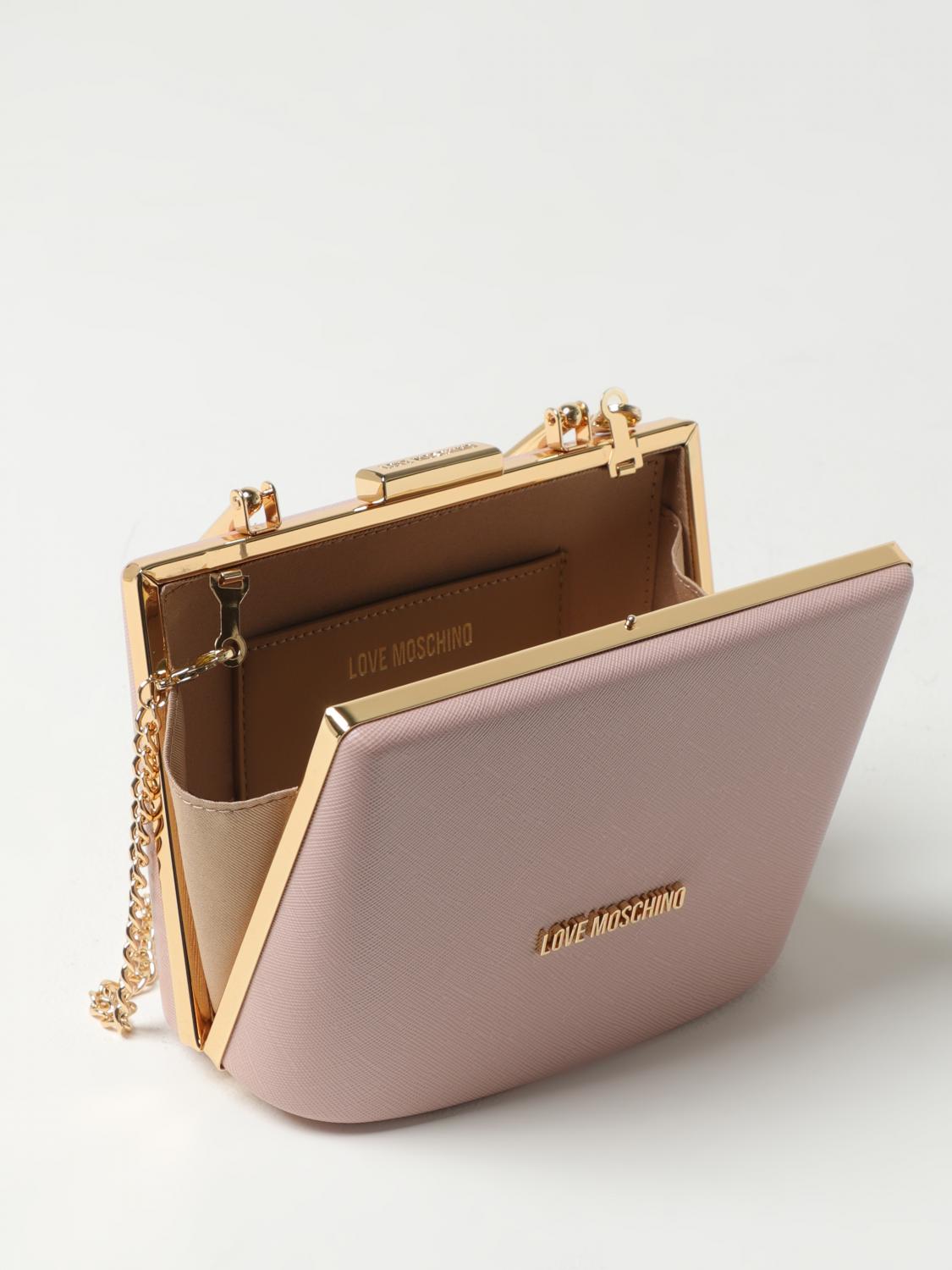 Mini borsa rigida con manico in metallo Love Moschino