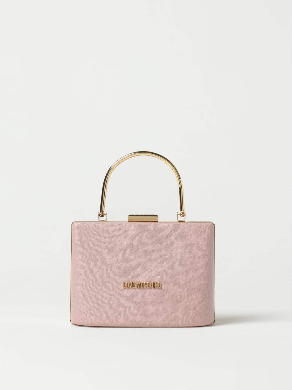 Mini borsa rigida con manico in metallo Love Moschino